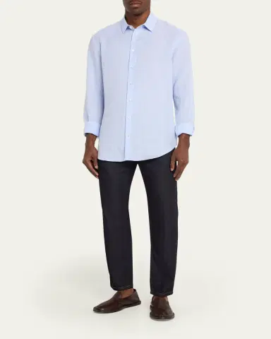 Giorgio Armani Men's Classic-Fit Linen Sport Shirt | Thumbnail 2