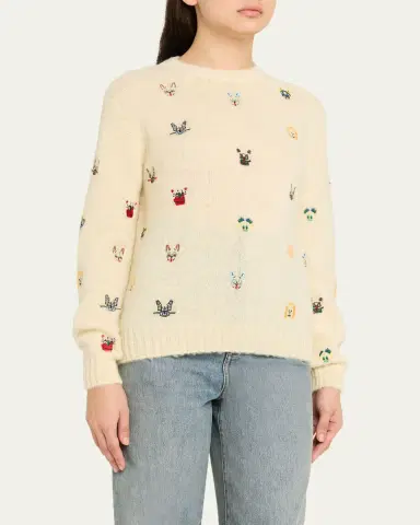 Loewe x Louis Wain Futurist Cats Embroidered Crewneck Sweater | Thumbnail 4 Loewe x Louis Wain Futurist Cats Embroidered Crewneck Sweater | Thumbnail 4