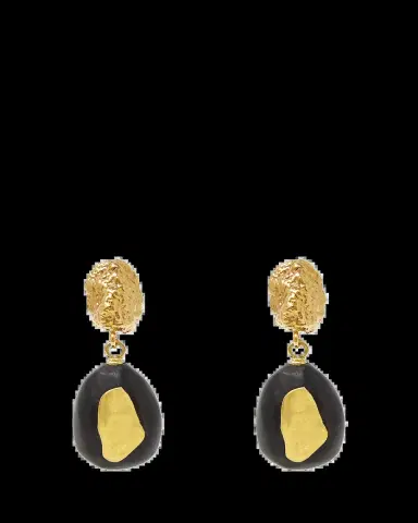 Grazia And Marica Vozza Ebony Wood and Gold Nugget Earrings | Thumbnail 2