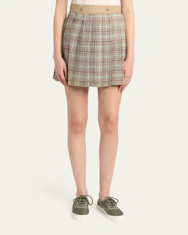 Moncler Pleated Plaid Mini Skirt | Thumbnail 4