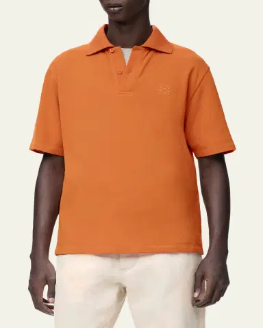 Loewe Men's Tonal Anagram Pique Polo Shirt | Thumbnail 4 Loewe Men's Tonal Anagram Pique Polo Shirt | Thumbnail 4