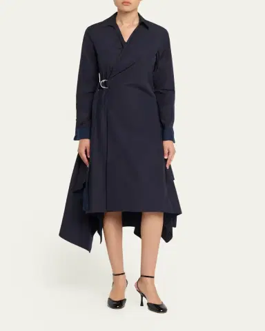 Loewe Long-Sleeve Handkerchief Midi Wrap Shirtdress | Thumbnail 2 Loewe Long-Sleeve Handkerchief Midi Wrap Shirtdress | Thumbnail 2