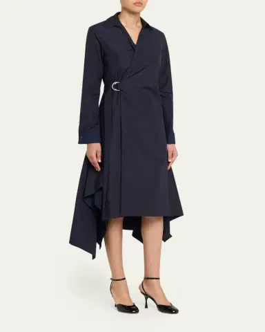 Loewe Long-Sleeve Handkerchief Midi Wrap Shirtdress | Thumbnail 4 Loewe Long-Sleeve Handkerchief Midi Wrap Shirtdress | Thumbnail 4