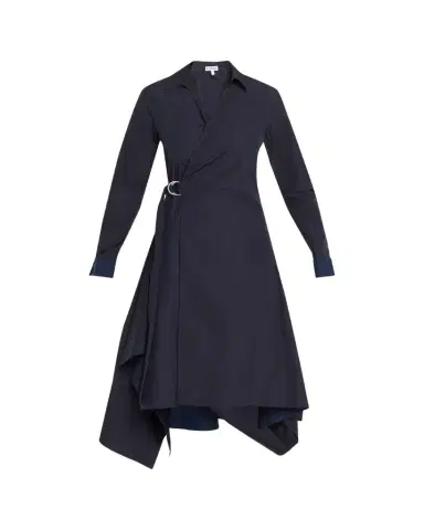 Loewe Long-Sleeve Handkerchief Midi Wrap Shirtdress | Thumbnail 1 Loewe Long-Sleeve Handkerchief Midi Wrap Shirtdress | Thumbnail 1