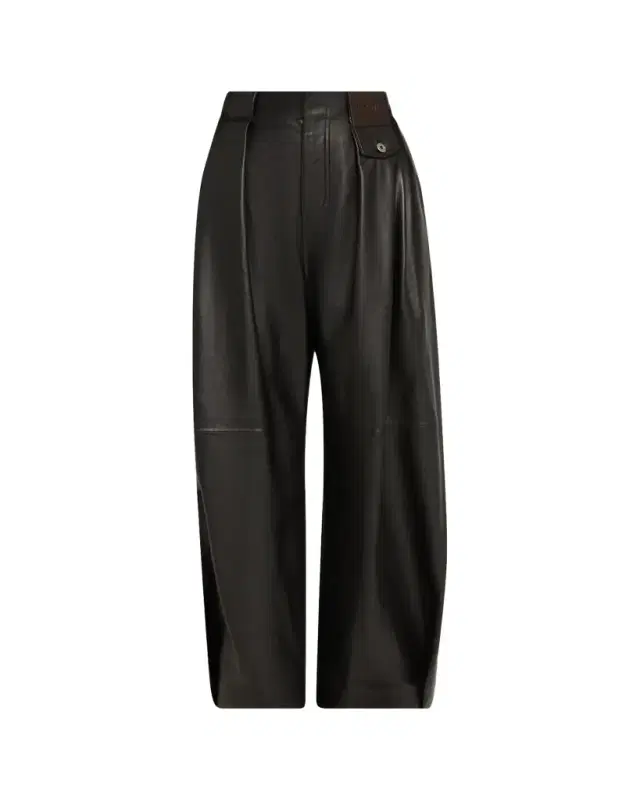 Pleated Leather Trousers