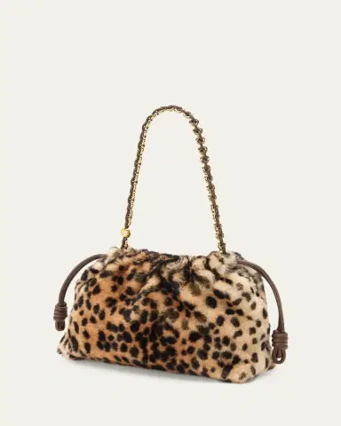Loewe Flamenco Medium Shoulder Bag in Cheetah-Print Shearling | Thumbnail 2