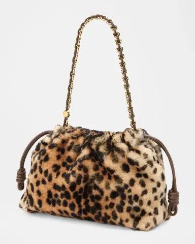 Loewe Flamenco Medium Shoulder Bag in Cheetah-Print Shearling | Thumbnail 3