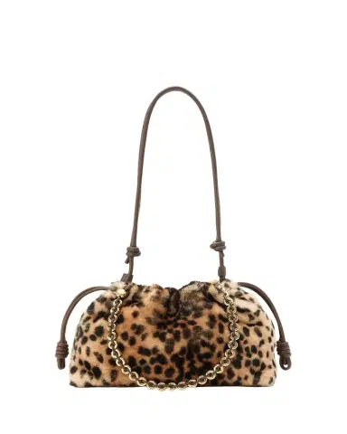 Loewe Flamenco Medium Shoulder Bag in Cheetah-Print Shearling | Thumbnail 1