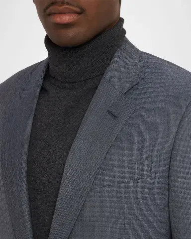 Giorgio Armani Men 's Wool and Silk Micro-Check Soft Two-Piece Suit | Thumbnail 5 Giorgio Armani Men 's Wool and Silk Micro-Check Soft Two-Piece Suit | Thumbnail 5