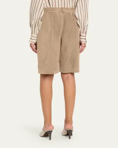 Brunello Cucinelli Couture Suede Pull-On Bermuda Shorts | Thumbnail 3 Brunello Cucinelli Couture Suede Pull-On Bermuda Shorts | Thumbnail 3