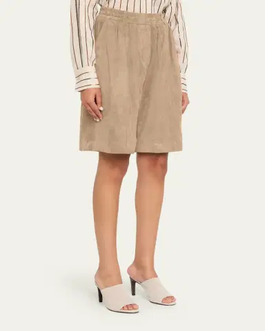 Brunello Cucinelli Couture Suede Pull-On Bermuda Shorts | Thumbnail 4 Brunello Cucinelli Couture Suede Pull-On Bermuda Shorts | Thumbnail 4