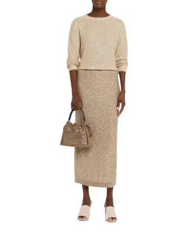Brunello Cucinelli Diamante Linen-Mohair Knit Midi Pencil Skirt | Thumbnail 1