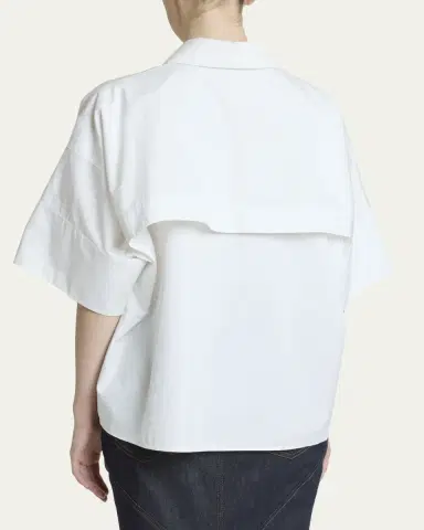 Givenchy Short-Sleeve Cotton Poplin Button-Down Shirt | Thumbnail 3