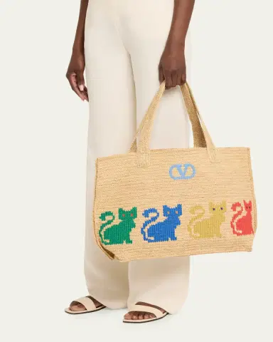 Valentino Garavani Raffiachat Large Embroidered Tote Bag | Thumbnail 2