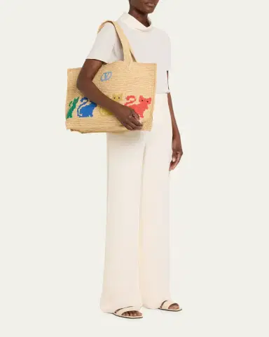 Valentino Garavani Raffiachat Large Embroidered Tote Bag | Thumbnail 5