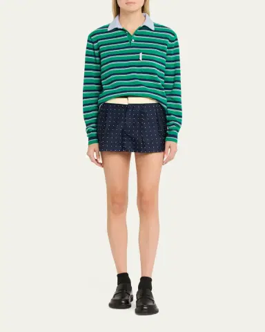 Hommegirls Striped Knit Long-Sleeve Polo Sweater | Thumbnail 2 Hommegirls Striped Knit Long-Sleeve Polo Sweater | Thumbnail 2