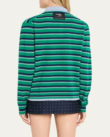 Hommegirls Striped Knit Long-Sleeve Polo Sweater | Thumbnail 3 Hommegirls Striped Knit Long-Sleeve Polo Sweater | Thumbnail 3