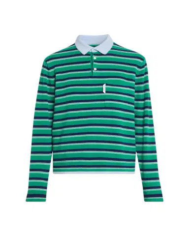 Hommegirls Striped Knit Long-Sleeve Polo Sweater | Thumbnail 1 Hommegirls Striped Knit Long-Sleeve Polo Sweater | Thumbnail 1