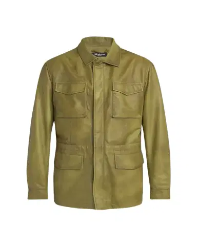 Kiton Men's Leather Flap-Pocket Field Jacket | Thumbnail 1