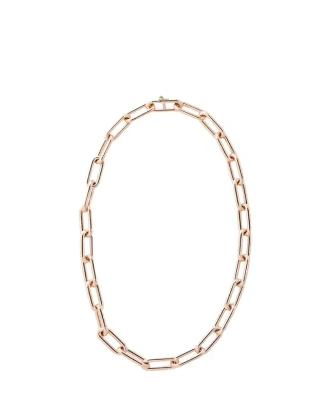 SIDNEY GARBER 18K Yellow Gold Elliptic Link Necklace with Peridot Clasp, 18"L