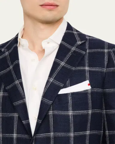 Kiton Men's Windowpane Silk, Cotton and Cashmere Sport Coat | Thumbnail 5
