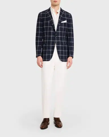 Kiton Men's Windowpane Silk, Cotton and Cashmere Sport Coat | Thumbnail 6