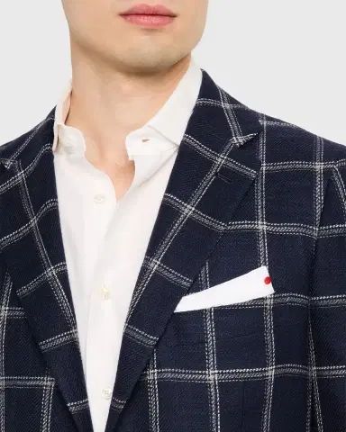 Kiton Men's Windowpane Silk, Cotton and Cashmere Sport Coat | Thumbnail 9