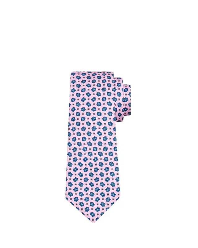 Men's Floral Geometric Silk 7-Fold Tie