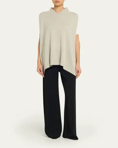 Eskandar Cashmere A-Line Sleeveless Crossover V-Neck Sweater - Long Length | Thumbnail 2 Eskandar Cashmere A-Line Sleeveless Crossover V-Neck Sweater - Long Length | Thumbnail 2