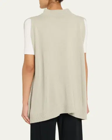 Eskandar Cashmere A-Line Sleeveless Crossover V-Neck Sweater - Long Length | Thumbnail 3 Eskandar Cashmere A-Line Sleeveless Crossover V-Neck Sweater - Long Length | Thumbnail 3
