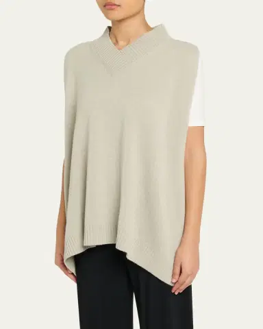 Eskandar Cashmere A-Line Sleeveless Crossover V-Neck Sweater - Long Length | Thumbnail 4 Eskandar Cashmere A-Line Sleeveless Crossover V-Neck Sweater - Long Length | Thumbnail 4
