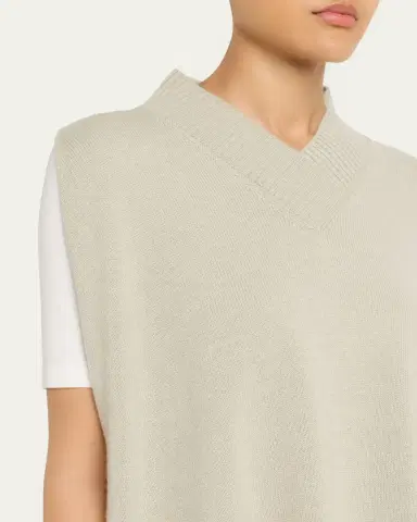 Eskandar Cashmere A-Line Sleeveless Crossover V-Neck Sweater - Long Length | Thumbnail 5 Eskandar Cashmere A-Line Sleeveless Crossover V-Neck Sweater - Long Length | Thumbnail 5