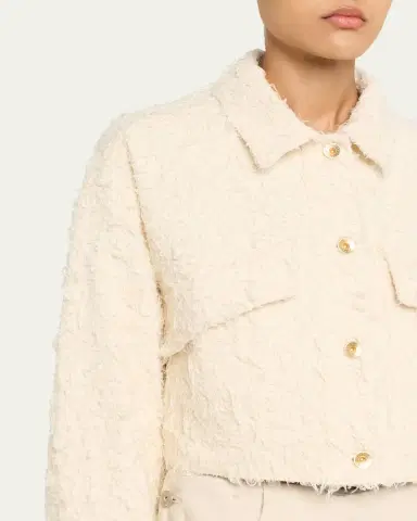 Brunello Cucinelli Summer Fuzzy Cotton Bull Cropped Denim Jacket | Thumbnail 5 Brunello Cucinelli Summer Fuzzy Cotton Bull Cropped Denim Jacket | Thumbnail 5