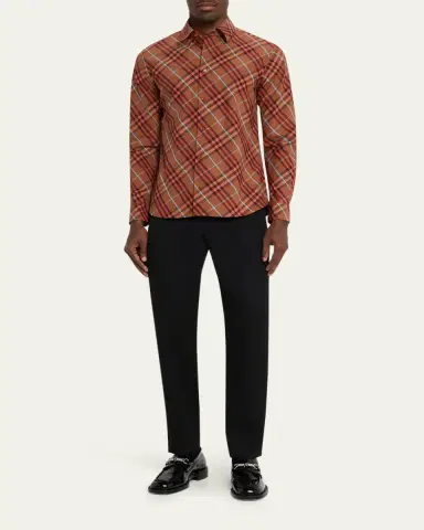 Burberry Men's Relaxed-Fit Check Cotton Shirt | Thumbnail 2