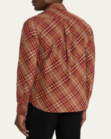 Burberry Men's Relaxed-Fit Check Cotton Shirt | Thumbnail 3