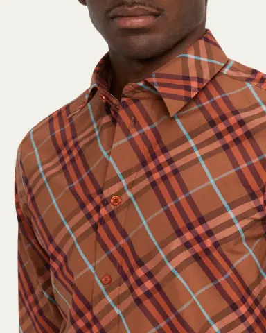 Burberry Men's Relaxed-Fit Check Cotton Shirt | Thumbnail 5