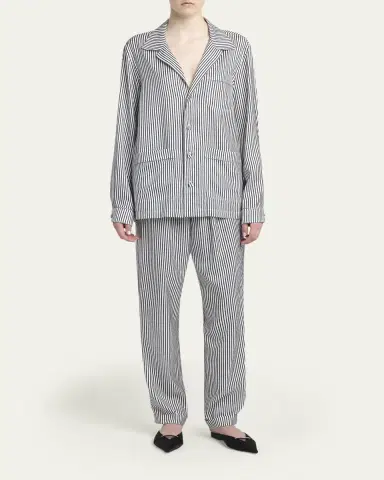 Tom Ford Striped Silk Straight-Leg Pull-On Pajama Pants | Thumbnail 2 Tom Ford Striped Silk Straight-Leg Pull-On Pajama Pants | Thumbnail 2