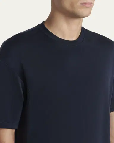 Giorgio Armani Men's Nylon and Cupro Crewneck T-Shirt | Thumbnail 5