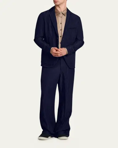 Giorgio Armani Men's Crinkled Viscose Trousers | Thumbnail 2