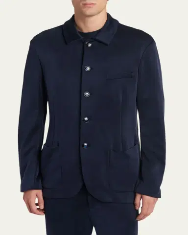 Giorgio Armani Men's Cupro Blend Patch-Pocket Blazer | Thumbnail 4 Giorgio Armani Men's Cupro Blend Patch-Pocket Blazer | Thumbnail 4