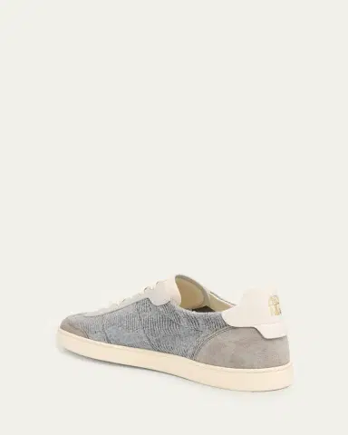 Brunello Cucinelli Men's Textile and Leather Low-Top Sneakers | Thumbnail 2
