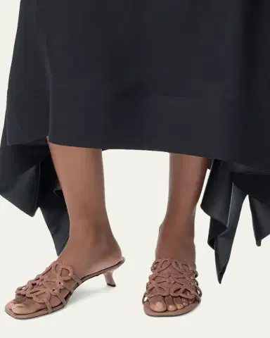 Loewe 45mm Petal Anagram Embellished Leather Mule Sandals | Thumbnail 2