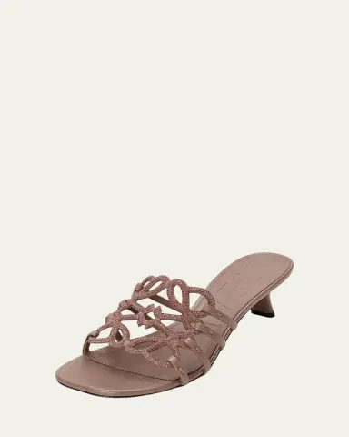 Loewe 45mm Petal Anagram Embellished Leather Mule Sandals | Thumbnail 3