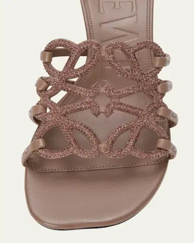 Loewe 45mm Petal Anagram Embellished Leather Mule Sandals | Thumbnail 4
