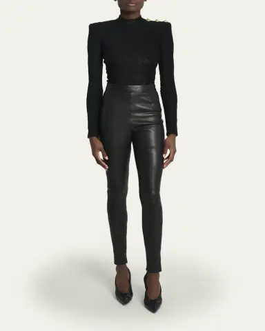 Balmain Zipped Leather Leggings | Thumbnail 2