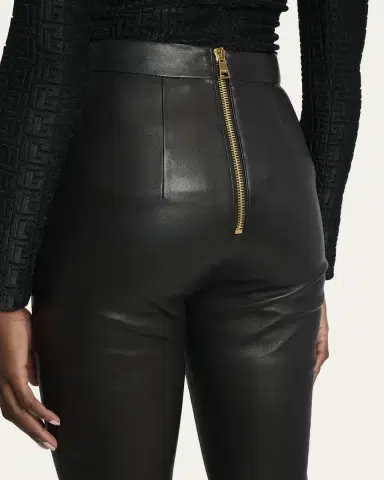 Balmain Zipped Leather Leggings | Thumbnail 5