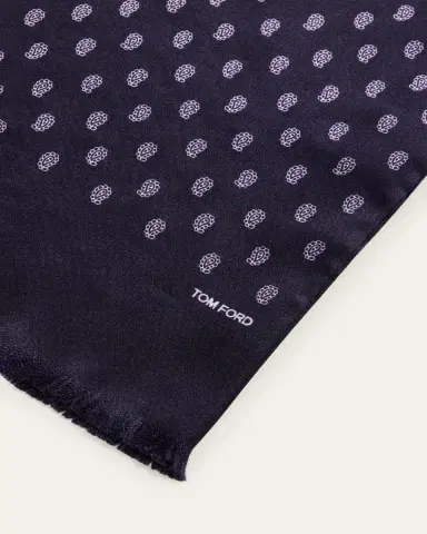 Tom Ford Men's Micro Paisley-Print Mulberry Silk Scarf | Thumbnail 4