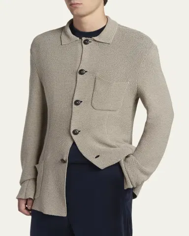 Giorgio Armani Men's Cotton-Blend Knit Patch Pocket Knit Blazer | Thumbnail 4 Giorgio Armani Men's Cotton-Blend Knit Patch Pocket Knit Blazer | Thumbnail 4