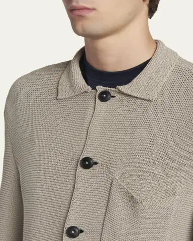 Giorgio Armani Men's Cotton-Blend Knit Patch Pocket Knit Blazer | Thumbnail 5 Giorgio Armani Men's Cotton-Blend Knit Patch Pocket Knit Blazer | Thumbnail 5
