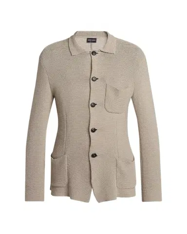 Giorgio Armani Men's Cotton-Blend Knit Patch Pocket Knit Blazer | Thumbnail 1 Giorgio Armani Men's Cotton-Blend Knit Patch Pocket Knit Blazer | Thumbnail 1